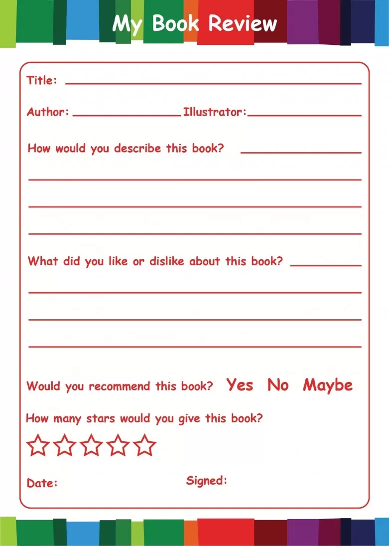 My Book Review Template KS2